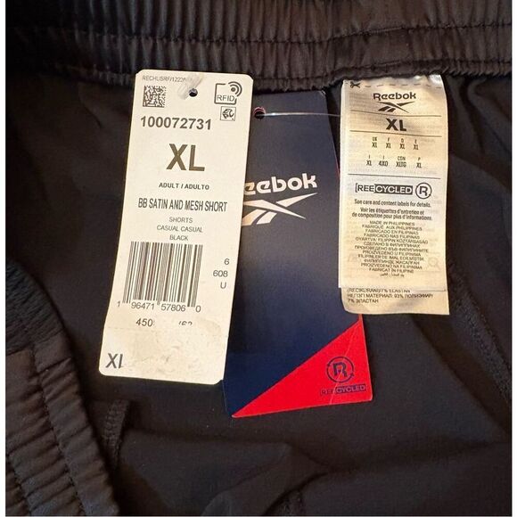 REEBOK - NWT MEN's Sz XL Classic Basketball Satin & Mesh Black Athletic Shorts - Picture 4 of 14